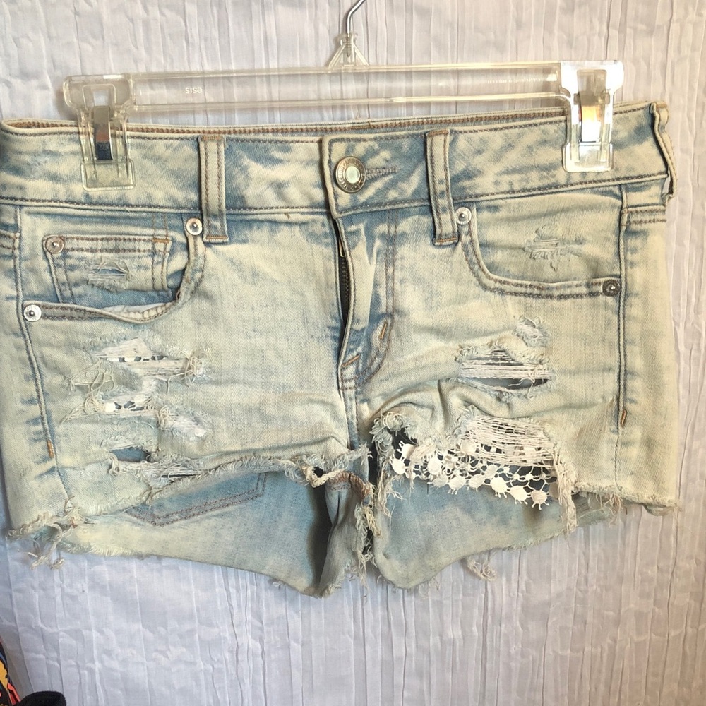 AMERICAN EAGLE lot of 2 denim shorts & Express size XS colorful tank top - Picture 5 of 15